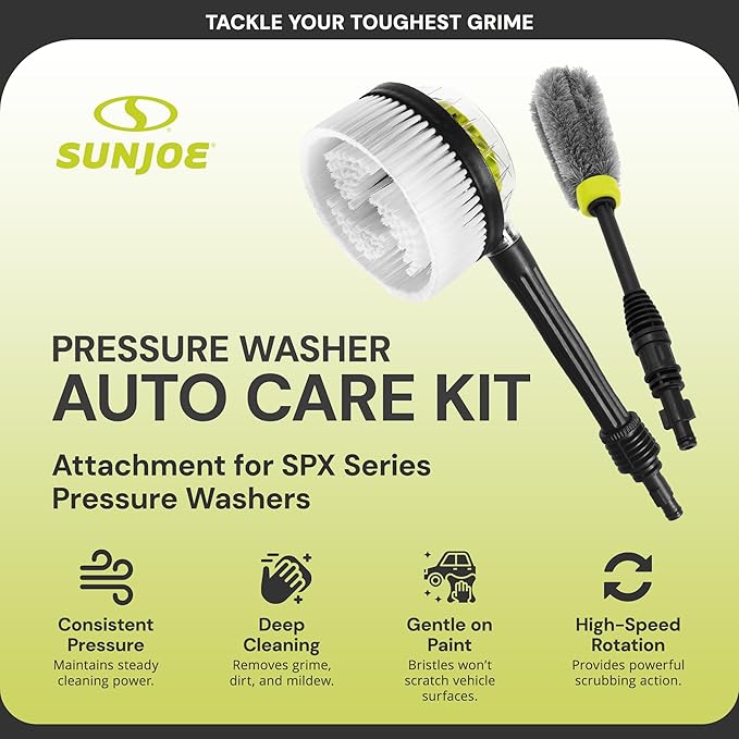 Sun Joe SPX-CCK Car Care Accessory Kit, Includes SPX-RB1 Rotary Wash Brush & SPX-WB1 Wheel Rim Brush