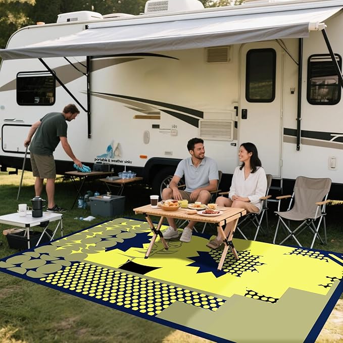 WILDROOTS 5x8 Feet Monroe Plastic Outdoor Rug, Stain Resistant Waterproof Reversible Outdoor Patio Rug, Fade Resistant Camping Rug