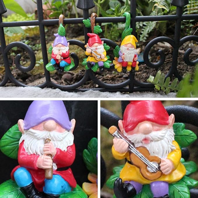 3PCS Christmas Musical Gnomes Tree Faces Decor Outdoor for Yard, Gnomes Dwarf Statue, Outdoor Fairy Garden Resin Crafts, Flower Pot Landscape Dwarf, Micro Landscape Pendant Ornaments