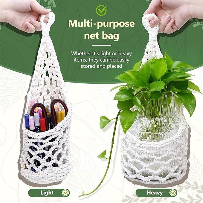 Macrame Wall Plant Hanger, Hanging Planter Basket Holder, Wall Planters for Indoor Plants, for Up to 6 Inch Pot (Ivory, 6-Inch)