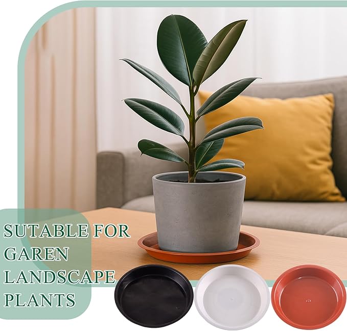 10 Pack Plant Saucer 14 Inches Plant Trays for Pots Plastic Round Drip Trays Flower Pot Saucers Black Planter Water Tray Plant Drainage Tray, Red
