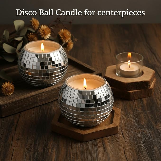 12 PCS Disco Ball Candle Holder, Silver Disco Ball Vase 2x2.6Inch Multifunctional Pencil Cup Discos Flower Vase Discos Balls Centerpieces for Wedding Centerpieces,Birthday,Office,Bedroom Decor