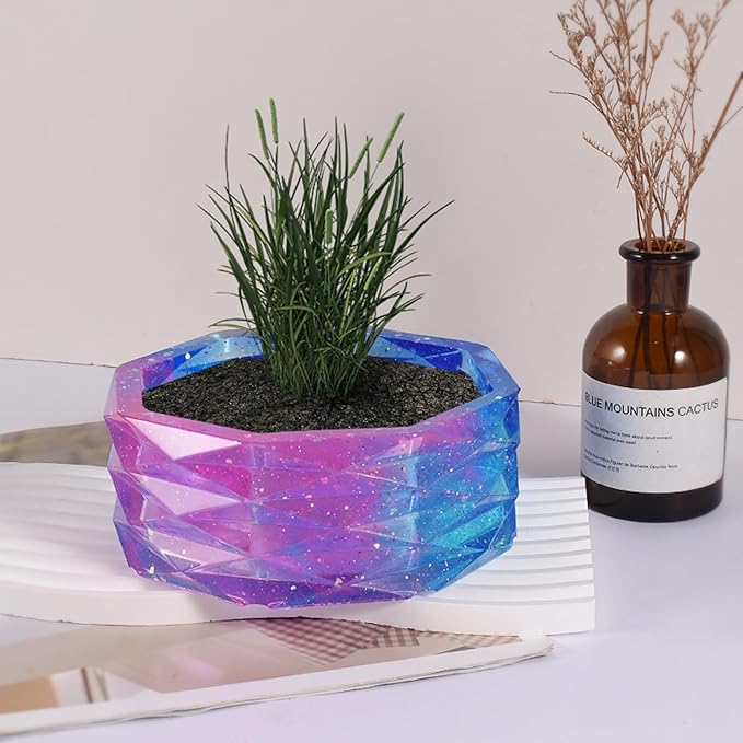 Origami Striped Concrete Flower Pot Silicone Mold Succulent Striped Planter Vase Cement Clay Mold Plaster Epoxy Jewelry Storage Box Mould