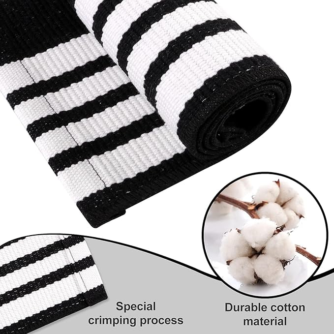 OJIA Black & White Outdoor Rug 3x5 Cotton Hand-Woven Striped Porch Rugs Machine Washable Entryway Rug Indoor Outdoor Area Rug Front Door Rug Floor Mat for Farmhouse/Living Room/Home Entrance