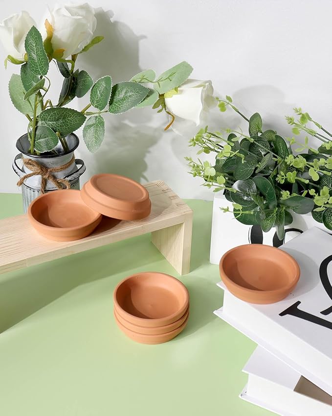 vensovo 3 Inch Terracotta Plant Saucer Pots Tray - 32 pcs Mini Planter Saucers for Indoor & Outdoor Plants, Small Clay Trays Perfect for 2 Inch 2.5Inch Flower Pot