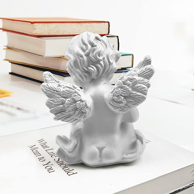 Asng Cherubs Angels Resin Garden Statue Figurine, Adorable Angel Sculpture Memorial Statue, Indoor Outdoor Home Garden Decoration (Reading Cherub)