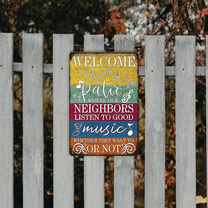 Welcome To Our Patio Sign Personalized Metal Garden Signs For Outdoors Patio Signs And Decor Outdoor Signs For Backyard Signs For Outside Deck Tin Signs 8x12 Inch