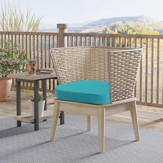 idee-home Outdoor Chair Cushions Set of 4, 19" x 19" x 3" Thick D-Shaped Patio Furniture Outdoor Seat Cushions Waterproof with Ties, Dining Pads