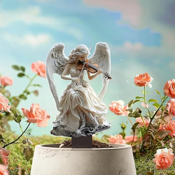 Garden Decor, Acrylic 2D Stake, Pot Plants Garden Yard Lawn Outdoor Fairy Statue Ornaments, Fairy Garden Accessories Decoration (Style B)