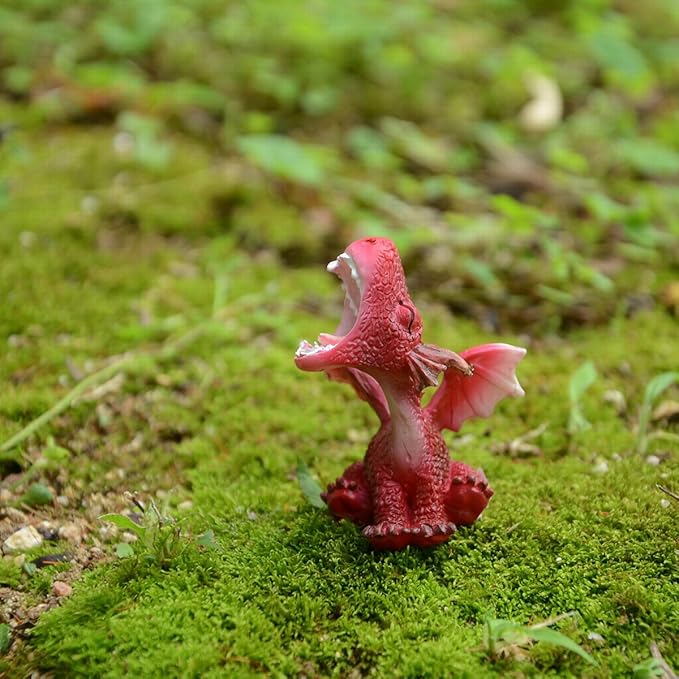 Top Collection 4530 Miniature Fairy Garden and Terrarium Mini Red Dragon Roaring Figurine