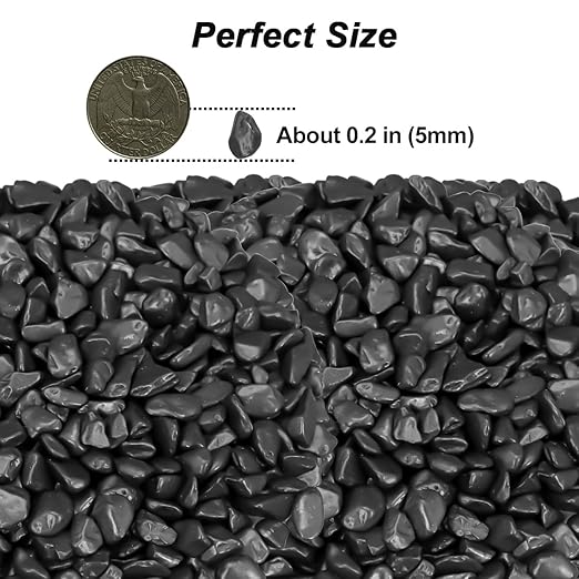Vase Filler,Landscaping Pebbles, River Rocks Decorative Ornamental Pebbles, DIY Smoothed Rocks for Potted Plant Resin Art Vase Fillers Aquarium Gravel Rocks (1, Black, 1 Pound)