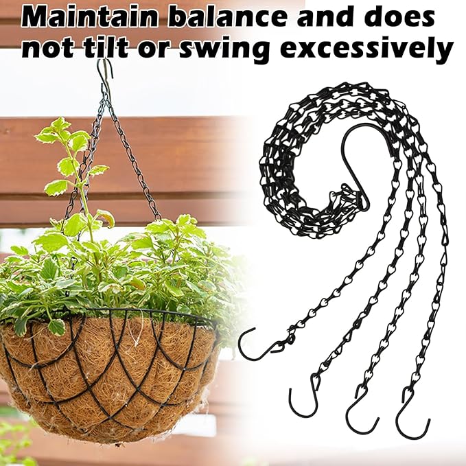 3 Pieces Hanging Baskets Chains 4 Leads Hanging Chains 23 Inches Long Flower Pot Basket Chains, for Planters, Bird Feeders, Lantern, Lamp