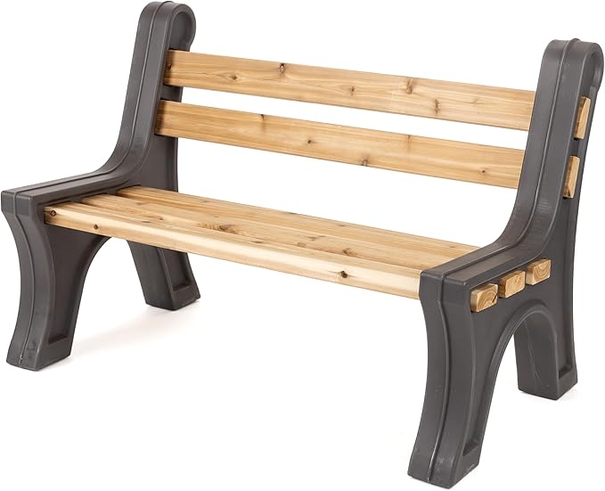 RTS Home Accents Custom Length Lightweight Indoor or Outdoor Bench Ends with Backrest (Wood & Screws Sold Separately), Graphite