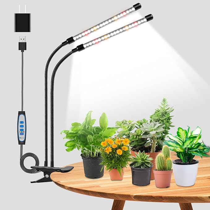 wolezek Grow Lights for Indoor Plants, 6000K 40 LEDs Full Spectrum Plant Grow Lights Indoor, White Grow Lamp with Clip, Auto ON & Off Timer 6/12/16H, 3 Modes, 5-Level Dimmable Brightness