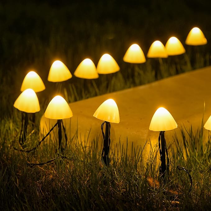 JMEXSUSS Solar String Lights Outdoor Waterproof, Solar Christmas Lights for Garden Patio Yard Tree Party Christmas Decorations, Mushroom