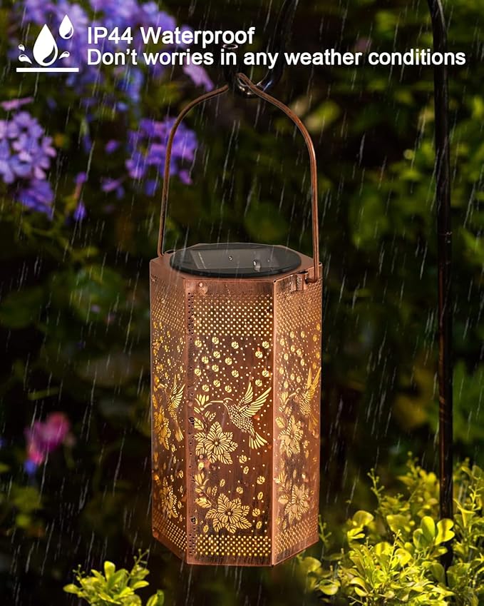 2 Pack Hummingbird Solar Lantern Outdoor Waterproof Outdoor - Mothers Day Gifts for Mom Grandma - Birthday Day Gifts for Women, Garden Decor Solar Lights Outdoor