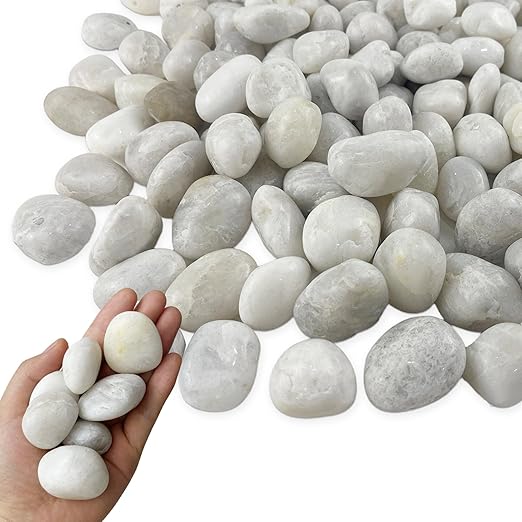 5LB White River Rocks, High Polished 1–2 inch Decorative Pebbles for Indoor Plants, Aquarium & Fish Tank Rocks, Garden Landscaping Stones, Vase Fillers, Lava Rocks for Plants & Pathway Decor