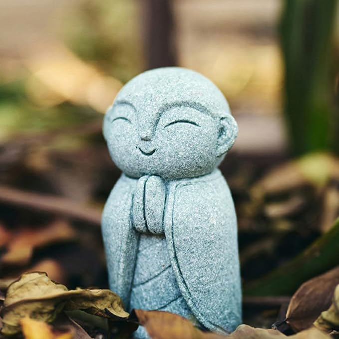 OwMell Japanese Jizo Monk Statue, Buddha Jizo Figurine Memorial Aquarium Statue Ornament - Namaste