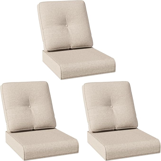 Joyside Outdoor Chair Cushions Set, 22x25/22x24 Inch Patio Furniture Deep Seat Cushions, Water Resistant & Thick Cushion, Outdoor Replacement Cushions for Seat and Sofa