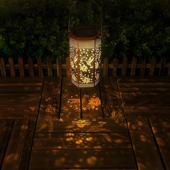 4 Pack Hummingbird Solar Lanterns Garden Decor - Gifts for Women Mom Grandma, Solar Lights Outdoor Waterproof Hanging Outside for Yard, Patio
