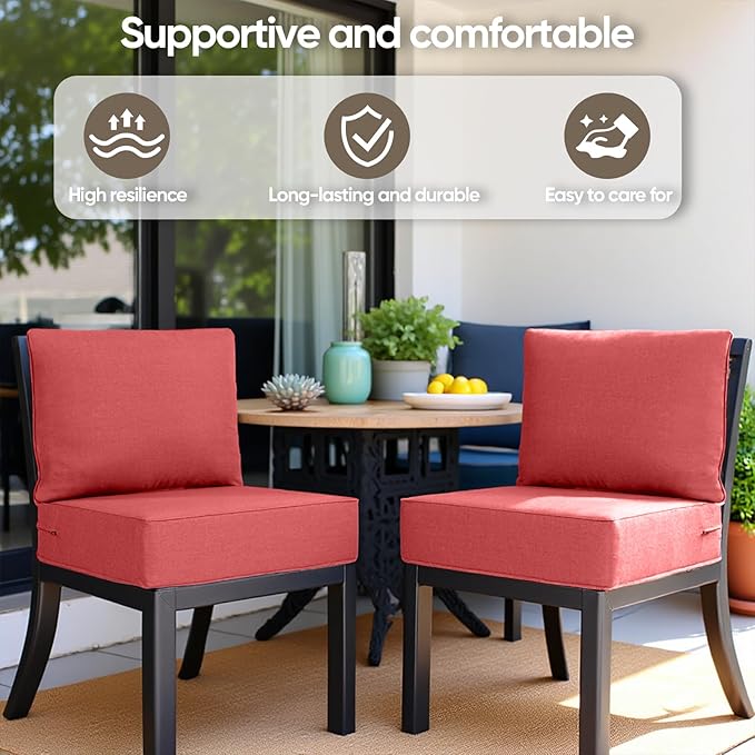 6" Thick Outdoor Cushion, 24 * 24 * 6" Patio Furniture Cushions with Waterproof Patio Furniture Cushions with Removable Cover, 28D High Density Patio Cushion for Outdoor Furniture, Red-6pcs
