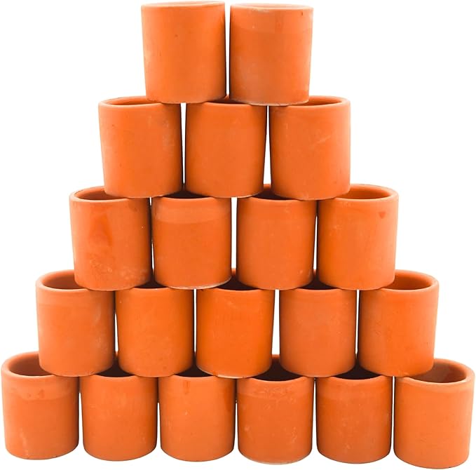 Mini Terracotta Pots – Small Clay Flower Pots for Succulents, Cactus, DIY Crafts, Fairy Garden, School Projects, Mini Planters – Set of 20 (Rimless Cylinder, 1.2 Inch)