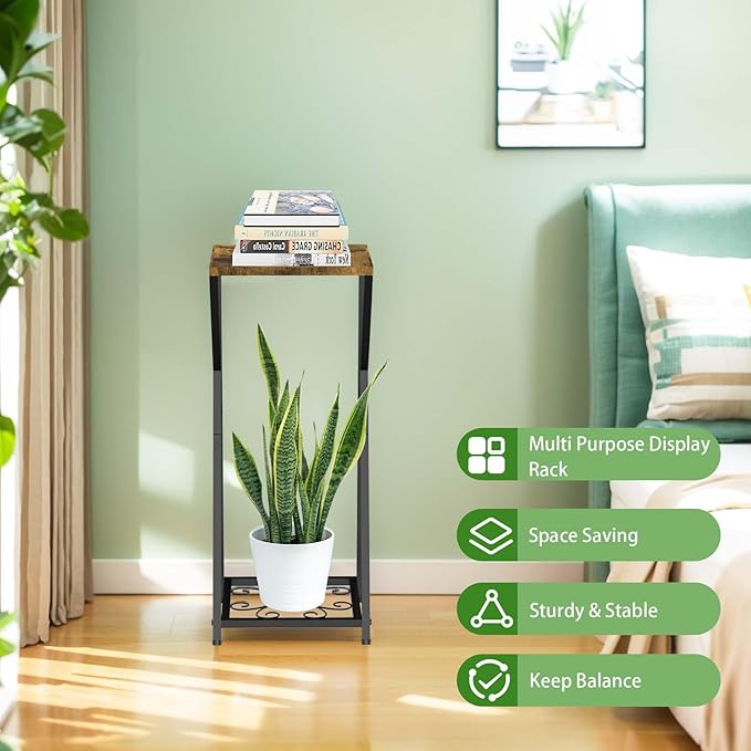 Tall Plant Stand Indoor, Corner Metal Plant Stands for Indoor Plants, 2 Tier Plant Tables Square Plant Shelves Modern Flower Pot Holder for Living Room Balcony Outdoor Garden