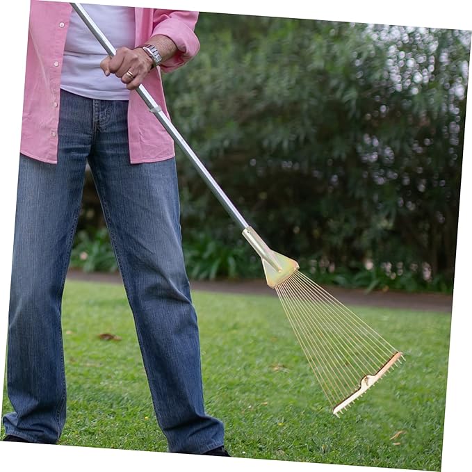 Mikikit Foldable High-Carbon Rake Garden Cleaning Tool for Lawn Care and Maintenance Efficient Metal Rake for Leaves and Debris Gardening Accessory