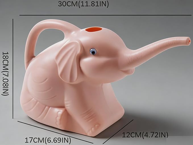2L Elephant Watering Can, Plastic Watering Kettle with Ergonomic Handle, Long Mouth Patio Sprinkling Watering Bottle Pot for Home Garden Lawn Yard (Grayish Green)