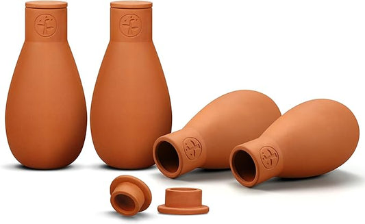 16 oz Olla Plant Watering Globes, Terracotta Watering Pots System, Self Watering Planter Insert for Outdoor & Indoor Plants, Vacation Plant Watering Devices Spikes Waterer, 4 Pack