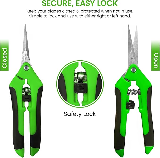 Garden Guru Razor Sharp Snip - Professional Garden Pruning Shears Trimmers Scissors – Micro-Tip Precision Stainless Steel Blades - Easy on Arthritic Hands - Soft Ergonomic Rubber Handles (4 Pack)