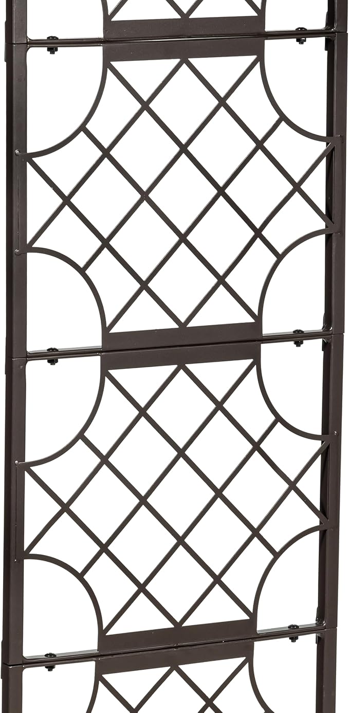 Evergreen Garden Classic Metal Plant Stand with Lattice Trellis for Climbing Plants, Floor Tall Plant Stand Indoor and Outdoor for Patio, Porch, Garden