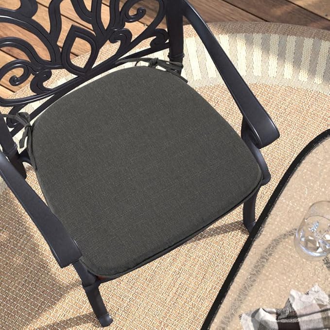 Outdoor Chair Cushions Set of 2,Patio Seat Cushion 17"x16"x2",U-Shaped Dining Chair Cushion 17 by 16 Inch,Water Resistant,Fade-Resistant Chair Pads for Kitchen Garden Furniture(Charcoal Gray)