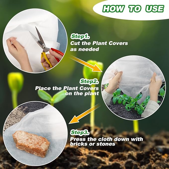 MAQIHAN Plant Covers Freeze Protection - 4.9 ft x 16 ft Non-Woven Plant Cover, Frost Cloth Winter Freeze Protection, Reusable Floating Row Frost Blankets for Outdoor Garden Cold Weather Snow