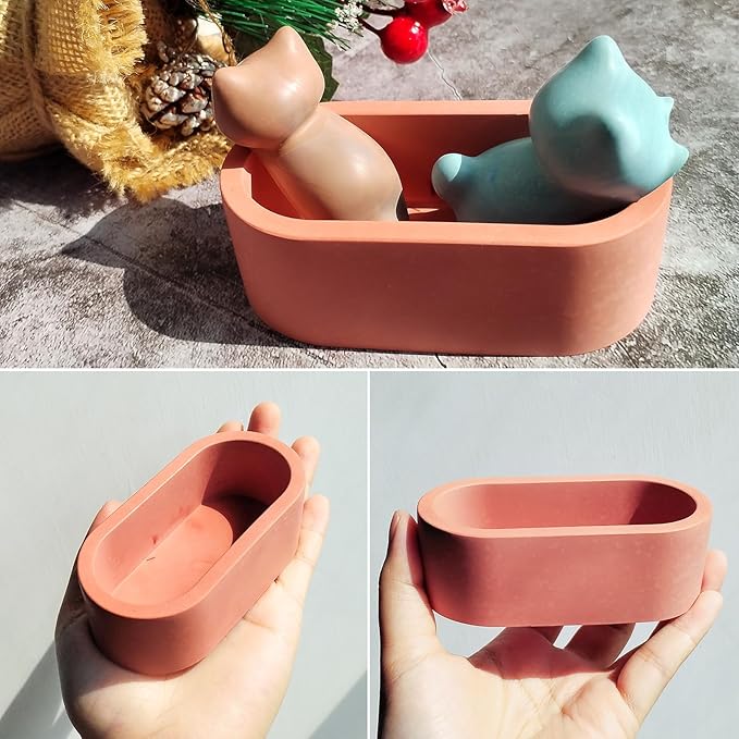 Wehous 2PCS Oval Plant Pot Mold Candle Holder Storage Box Jar Silicone Molds for Epoxy Resin Casting Unique Jewelry Trinket Container Bowl Resin Concrete Cement Molds DIY Art Craft Table Home Decor