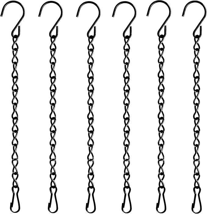 6 Pack 9.5 Inch Hanging Chain for Bird Feeders, Planters, Lanterns, Wind Chimes, Billboards, Chalkboards and Ornaments (Black)