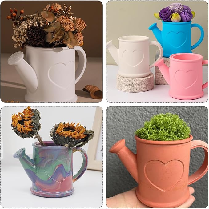 Watering Can Shape Container Resin Molds Candle Holder Silicone Mold Unique Storage Jar Succulent Planter Pot Mold Jewelry Trinket Tray Plate Mould Storage Box DIY Art Crafts for Resin Casting DIY