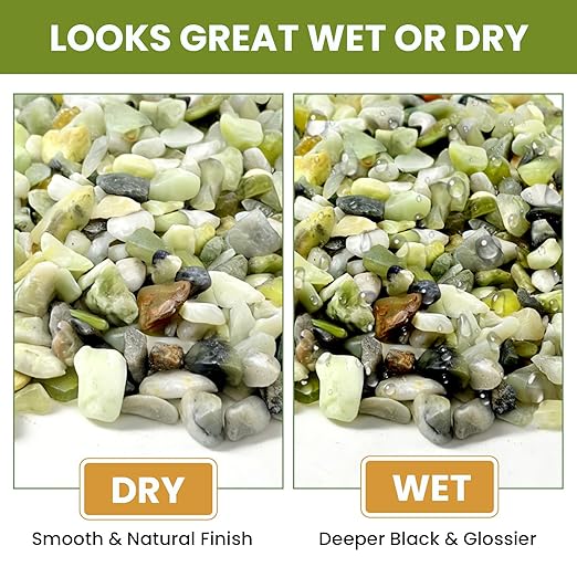 3/8 Inch Polished Decorative Pebbles, River Rocks for Indoor Plants, Planters, Vases, Aquarium Gravel & Landscaping, Jade, 3LB