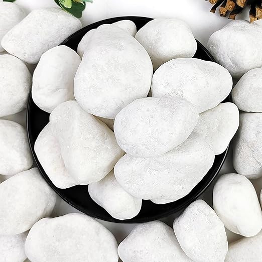 10lb White River Rocks, 2-3 Inch Natural Pebbles for Indoor Plants, Snow White Decorative Stones, Ideal for Fish Tank, Vases, Crafting, Home Decor and Garden Landscaping Rocks