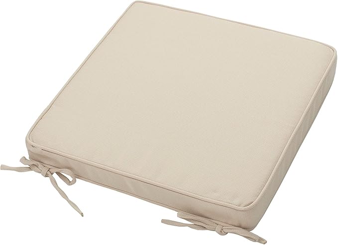 Magpie Fabrics Indoor Outdoor Waterproof Square Chair Cushion, 18" x 18" x 2.5", 2 Pack, Water Resistant Seat Cushions, for Patio Garden Office, Olefin Beige