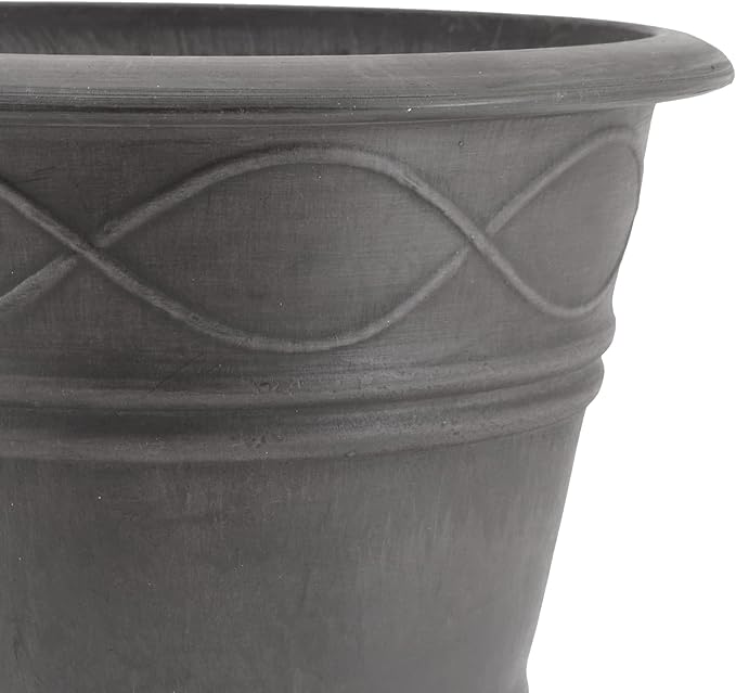 PSW Pot Collection Western Weave Planter Pot for Indoor and Outdoor Plants and Gardens, 14.5-inch, Dark Charcoal