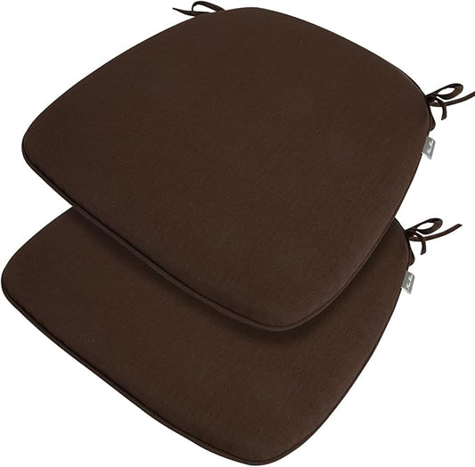 Outdoor Chair Cushions Set of 2,Patio Seat Cushion 17"x16"x2",U-Shaped Dining Chair Cushion 17 by 16 Inch,Water Resistant,Fade-Resistant Chair Pads for Kitchen Garden Furniture(Chocolate Brown)