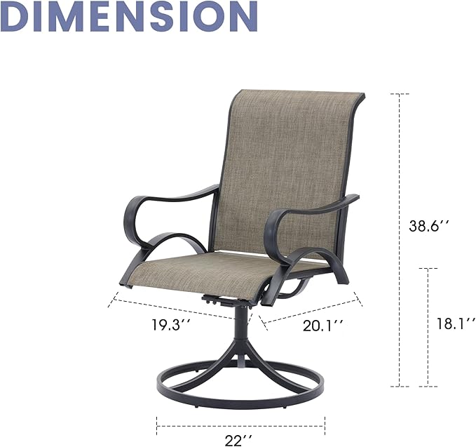 VICLLAX 2 Pieces Patio Chairs, Outdoor Dining Chairs for Lawn Garden and Porch, Brown