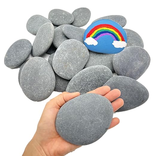 20PCS DIY Rocks 3"-4" Flat & Smooth for Painting, Arts, Crafts, Decoration - Large Kindness Rocks Hand Picked