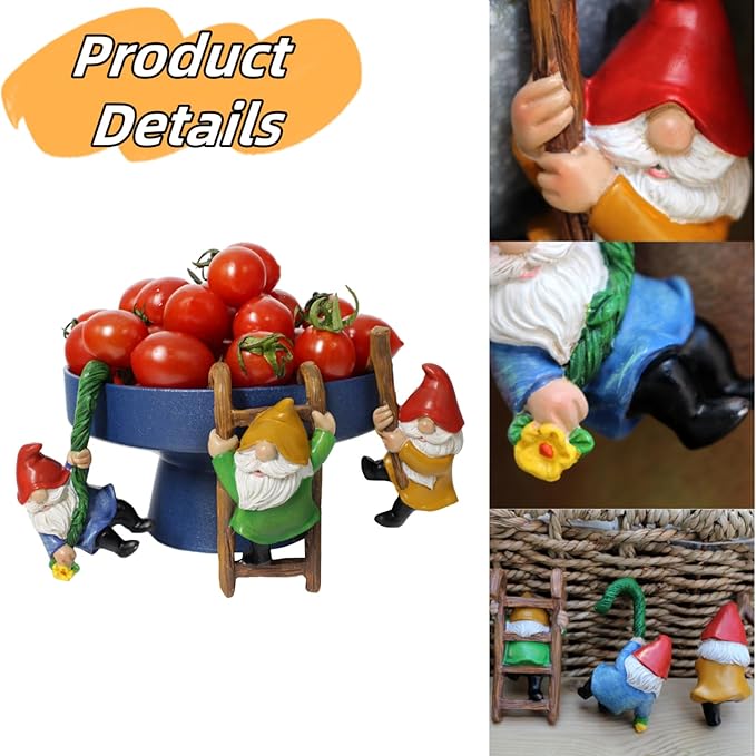 3PCS Cute Climbing Gnome Figurines Flower Pot Hugger, Resin Garden Gnomes Statue, Plant Decorations for Pots, Outdoor Decor Fence Ornaments for Patio Lawn Garden Yard (Multicolor)
