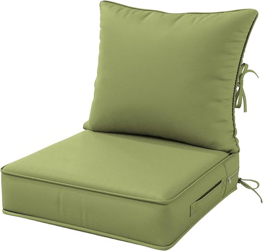 Outdoor Patio Chair Cushions Set 22 L X 22 W X 4 H Waterproof & Fade Resistant Deep Seat and Back Cushions with Removable Covers Outdoor Seat Cushion Set for Chairs and Sofas