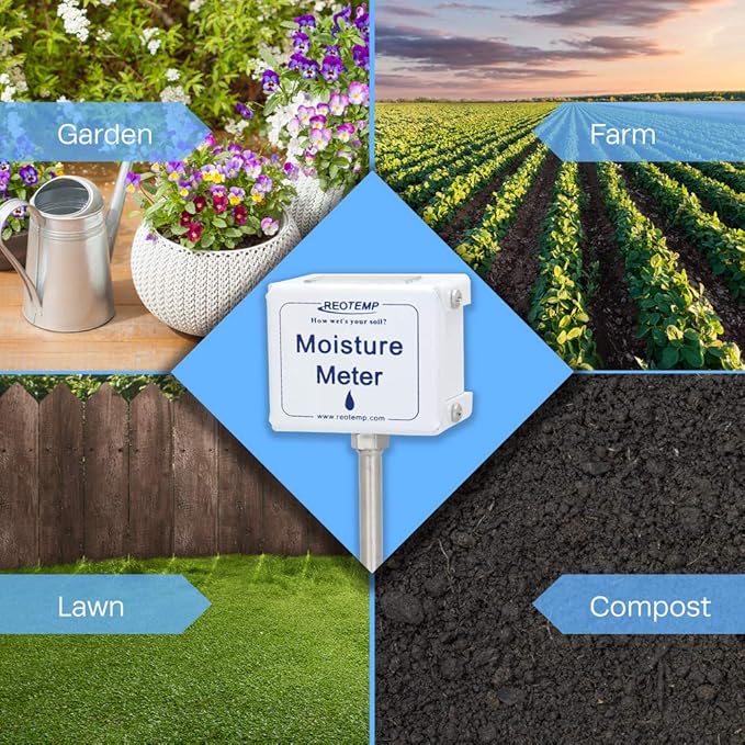 Reotemp 15 Inch Garden and Compost Moisture Meter, Garden Tool Ideal for Soil, Plant, Farm and Lawn Moisture Testing