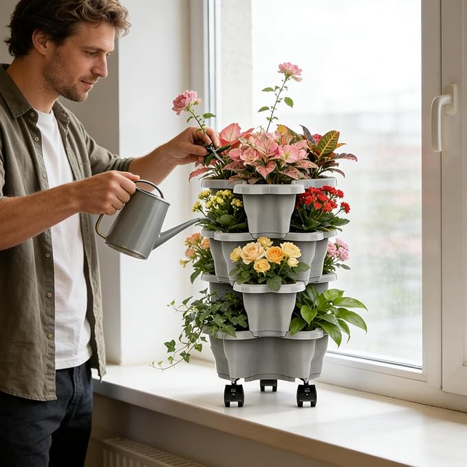 Strawberry Planter,Multi-Tier Vertical Drainage Stackable | Gardening Pots Planting Tower | for Garden Yard Farm Patio Balcony Lawn Home Decor