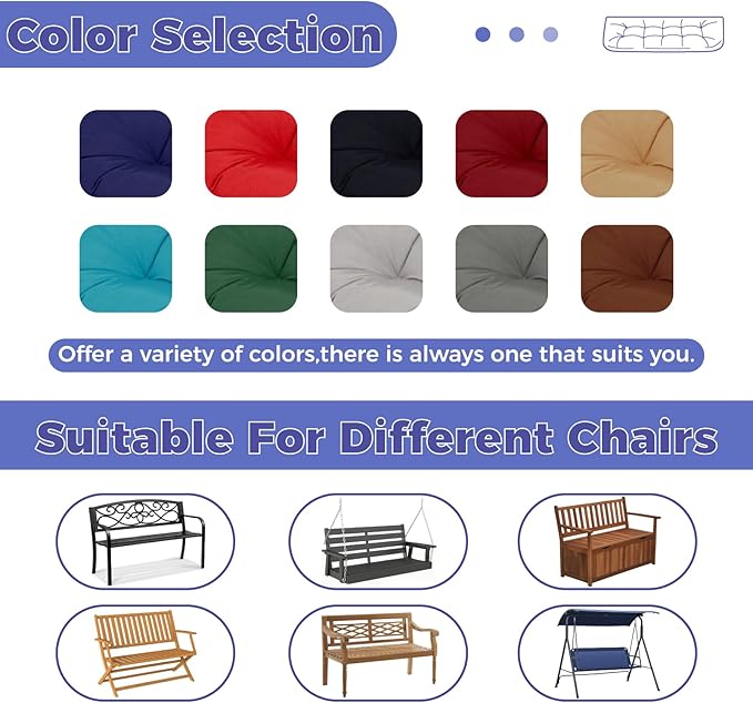 Outdoor Waterproof Bench Cushions 51x 20 Non-Slip with Ties Indoor/Outdoor Chair Cushion for Patio Swing Loveseat Bench Kitchen Benches,Hawaii