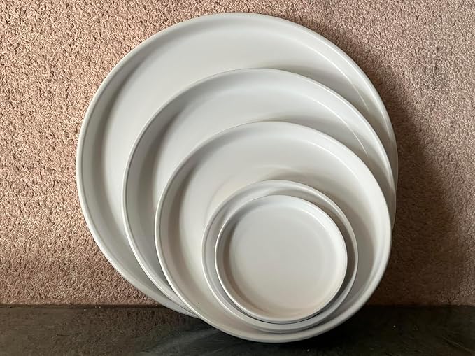 9 inch Matte White Ceramic Plant Saucer Set of 2 with Plant Saucer mat